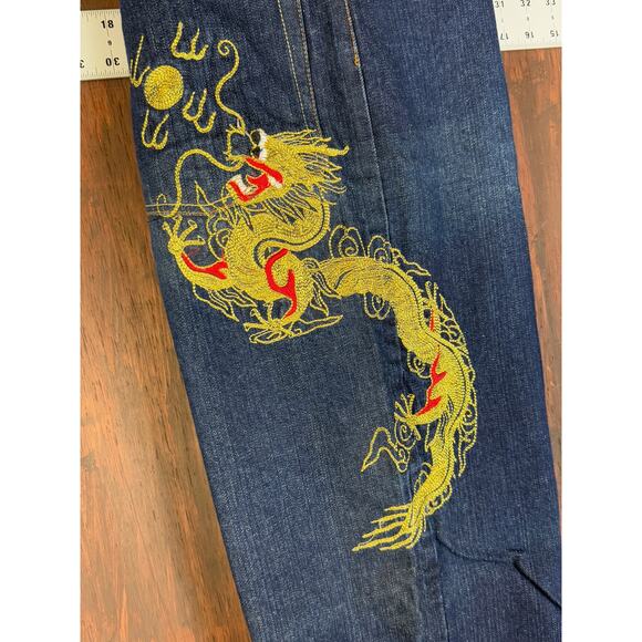 Evisu Dragon Embroidered Y2K Vintage Button Fly Denim Jeans Pants Mens 38x32 EUC - Picture 2 of 10